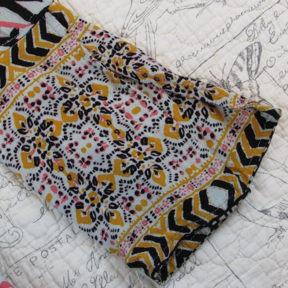 Free People Dress Womens Blue green Tegan Border Print Bell Slv Boho Mini size 2 - Picture 6 of 10